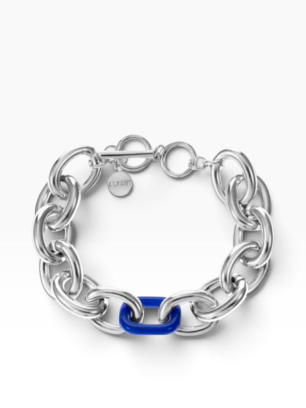 Alfani Silver-Tone Chain Bracelet with Blue Link